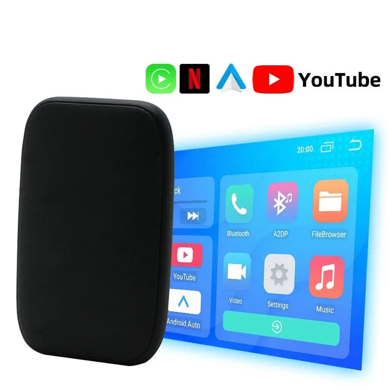 Compact wireless CarPlay adapter with Type-C interface and plastic housing, 50x80x12mm