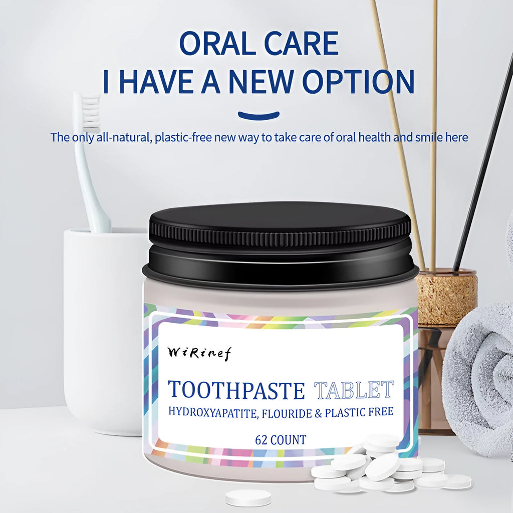 62 TP19 solid toothpaste tablets in portable disposable format for travel oral care
