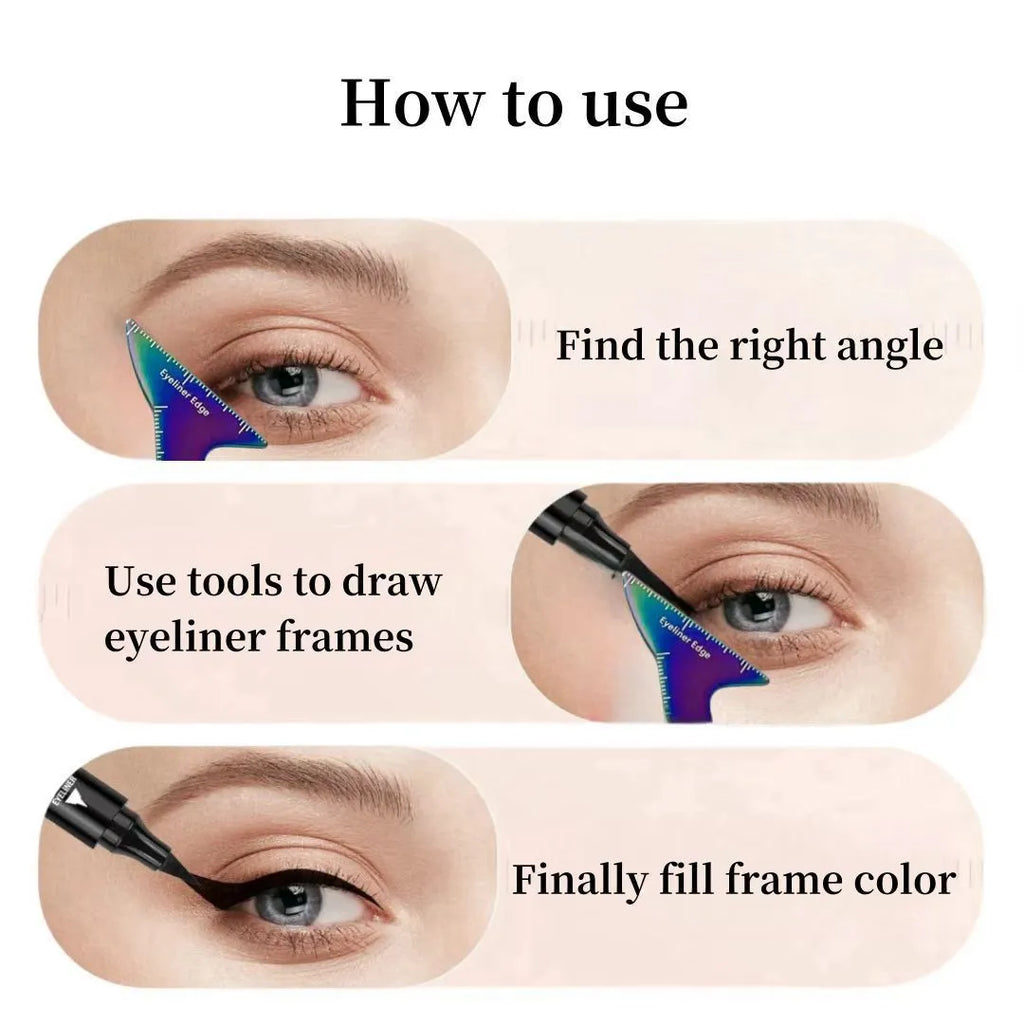 Pink and LaserFX coloured 3-in-1 reusable eyeliner stencil set for hooded eyes makeup application