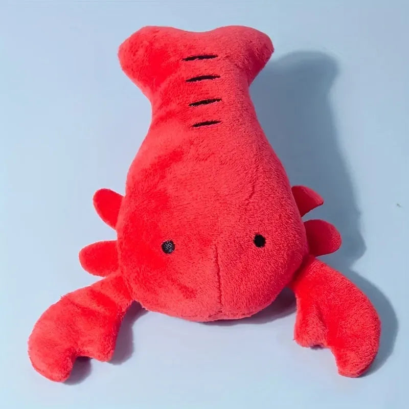 Red lobster stuffed dog toy with squeaker for small and medium sized dogs