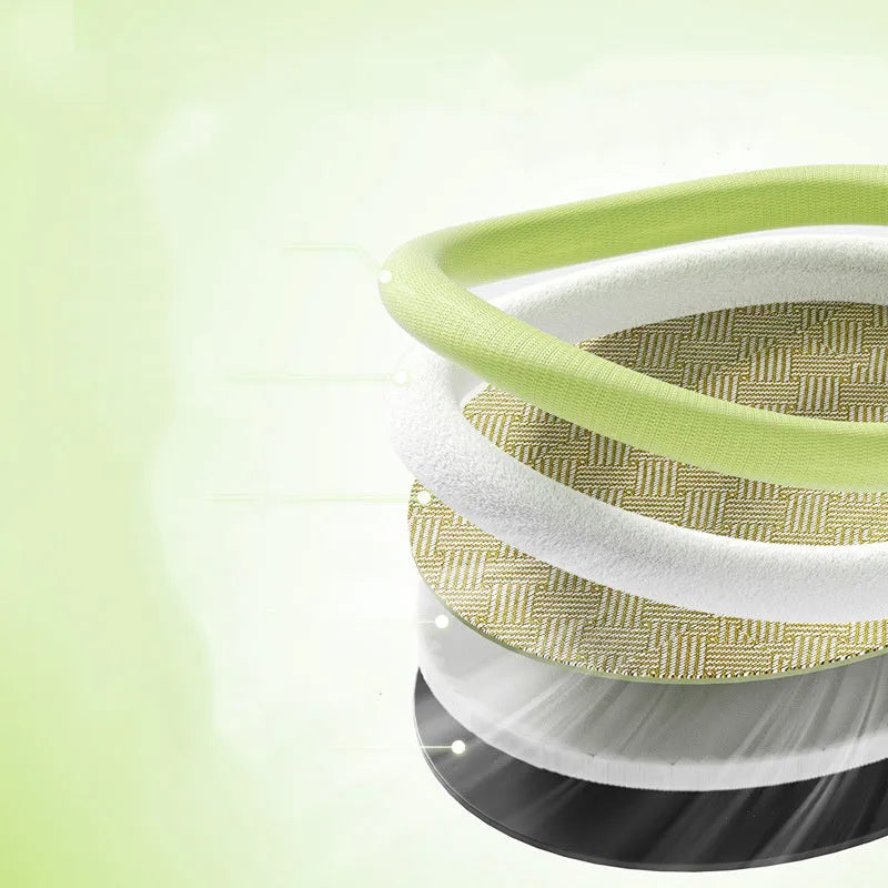 Green or yellow nest-style pet bed with fruit backrest in four different sizes.