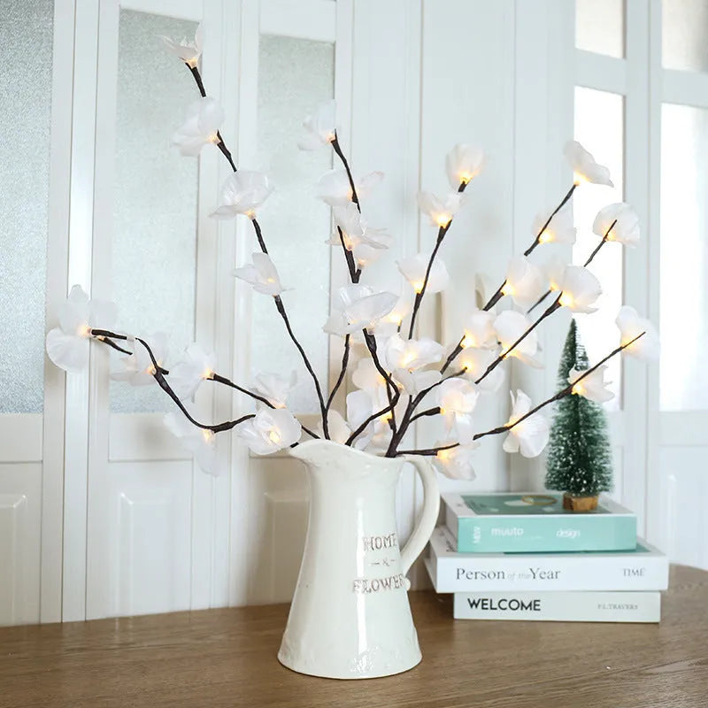 Pink phalaenopsis branch LED decorative light measuring 65cm with battery operation