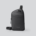 Men's elegant black Oxford cloth crossbody bag with sewing thread detailing