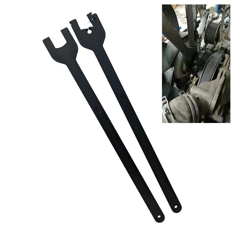 Two Land Rover fan wrench tools, sizes 36mm and 40mm, made from alloy steel for auto repair.