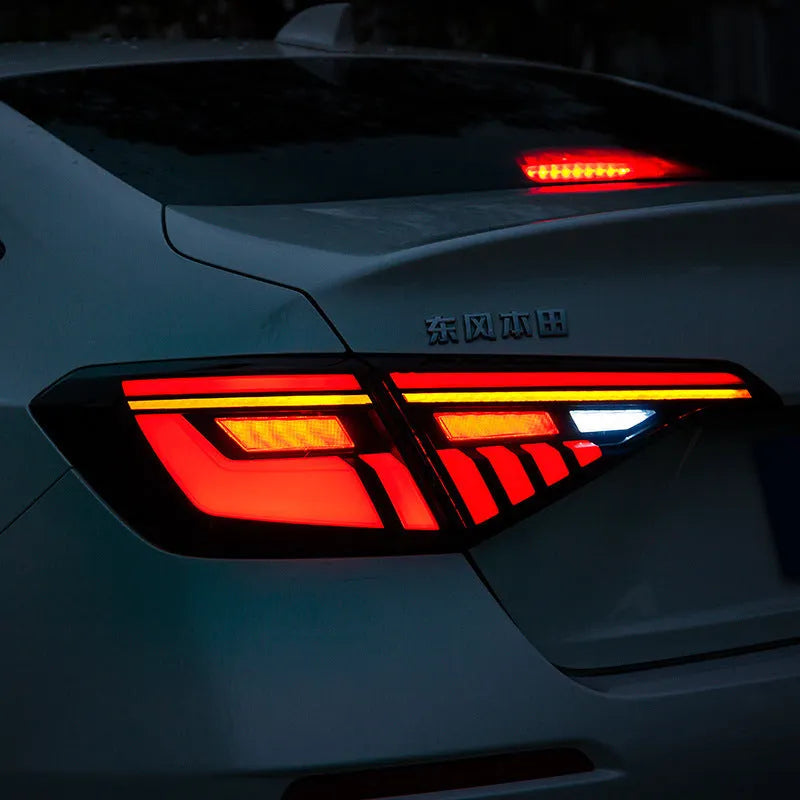 11th generation Honda Civic modified LED taillights in black and red with sequential streamer indicators