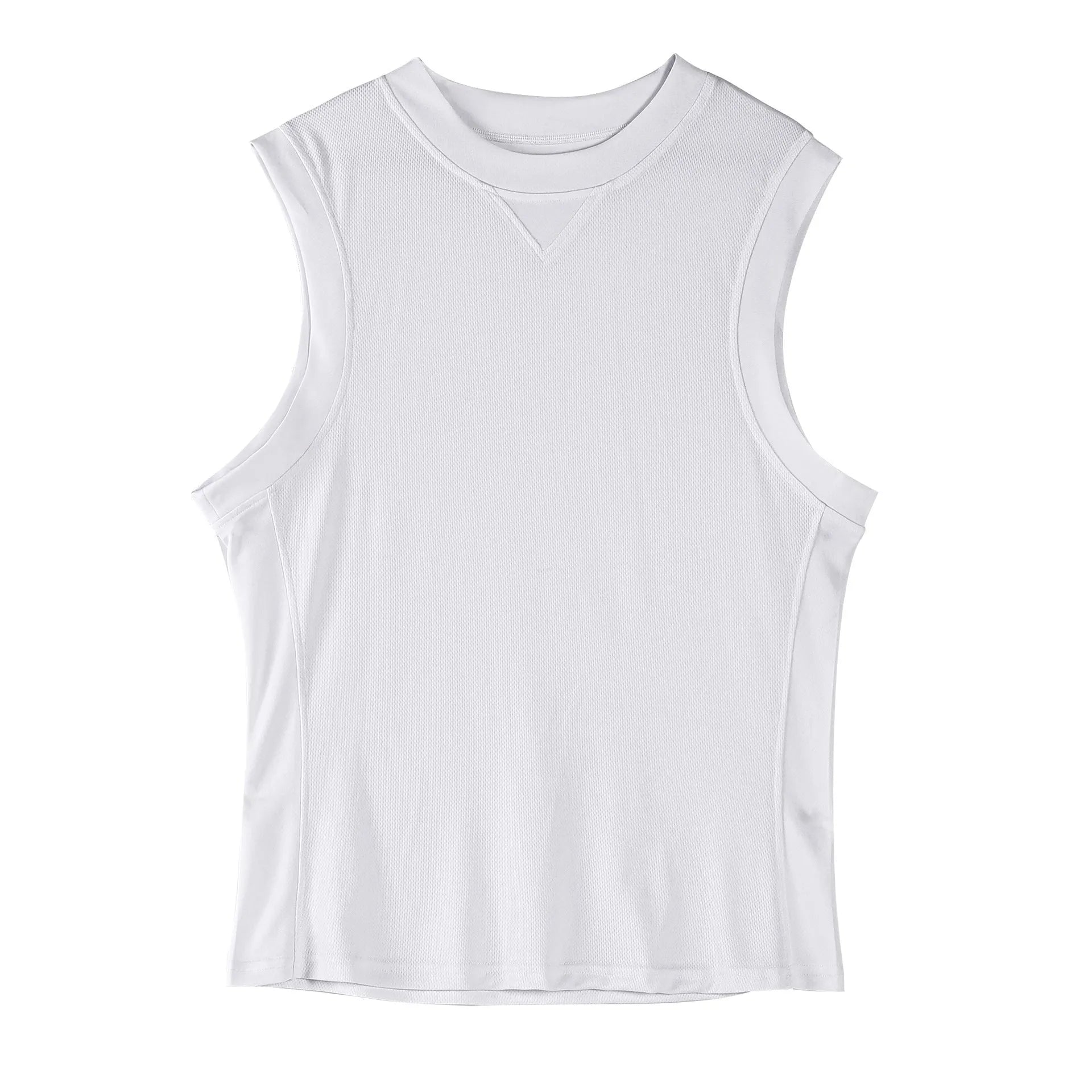 Men's loose fit fitness vest in white or black with quick-dry breathable fabric for summer sports