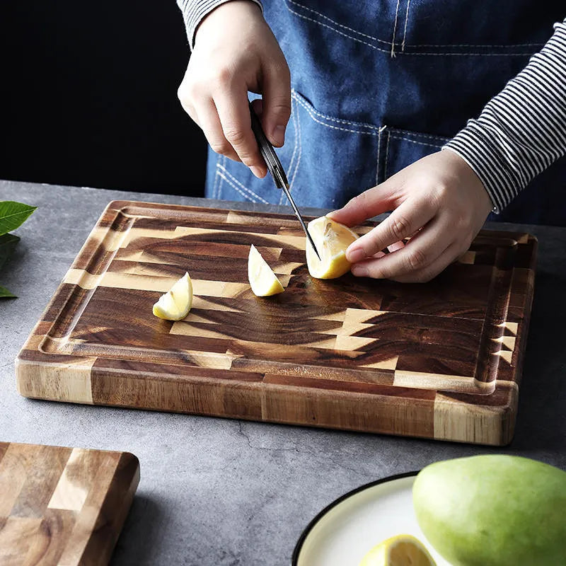 Kitchen household parquet solid wood cutting board in brown made from imported acacia wood with 3cm thickness