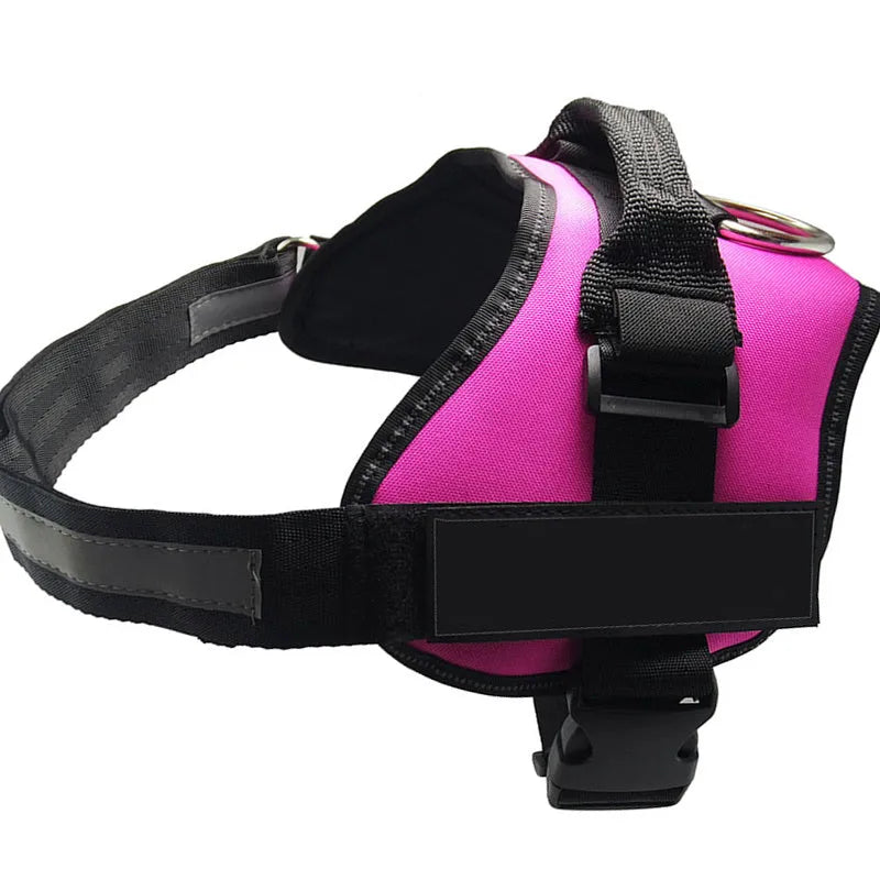 Reflective adjustable no-pull dog harness vest with chest strap and D-ring leash attachment
