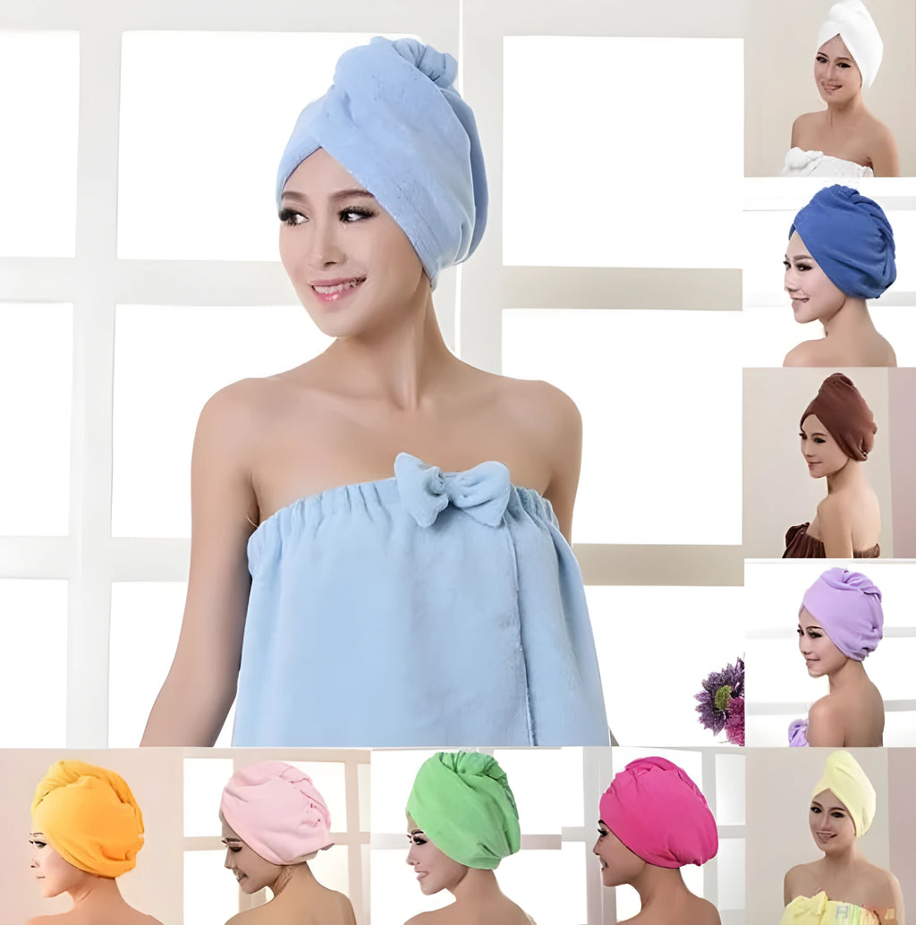 Women's microfiber hair dryer cap in pink, 60x25cm absorbent hair towel with soft fabric