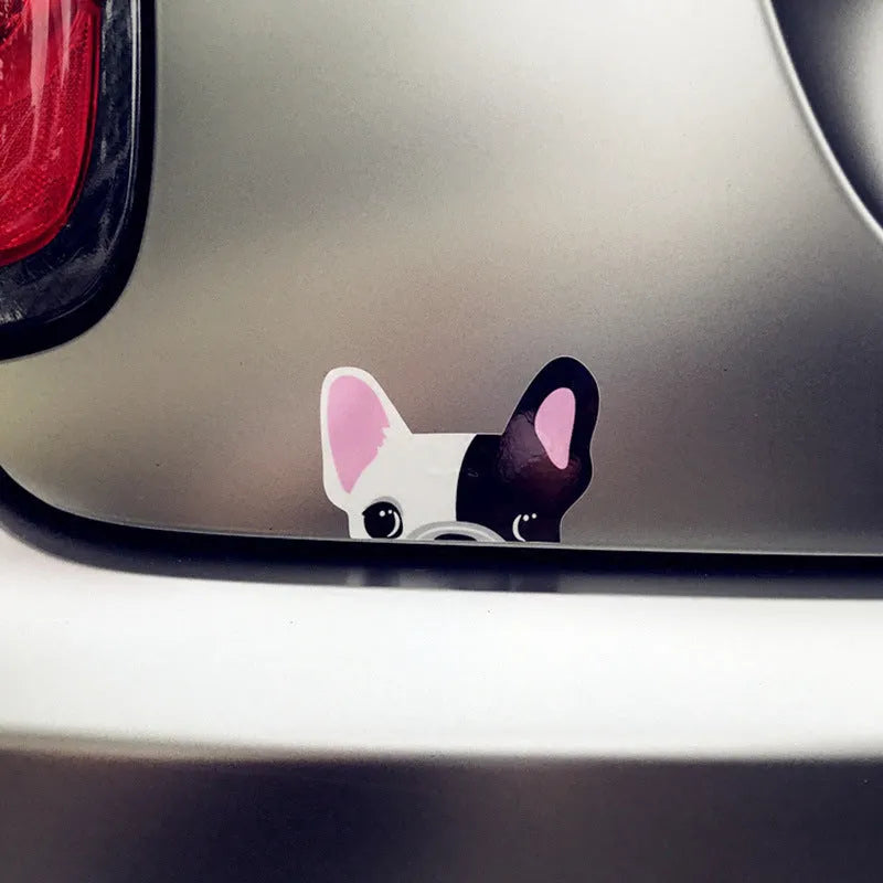 Pack of 10 reflective bulldog stickers 11cm x 7cm in three colour options, strong adhesive for car bumper or pet collar