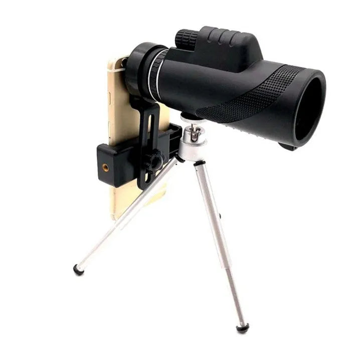 Black 40x60 HD smartphone telescope monocular with fully multi-coated lens for long-range viewing