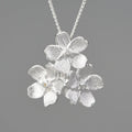 Hand-designed sterling silver Myosotis flower pendant charm with open mouth loop.