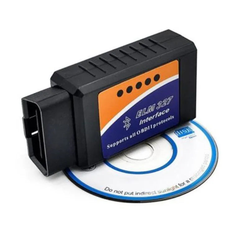 Small ELM327 Bluetooth OBD2 car diagnostic scanner with connector for vehicle fault code reading