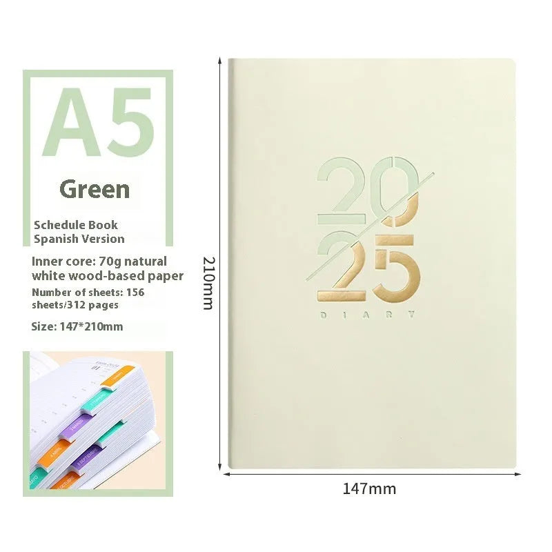A5 faux leather daily planner notebook showing multiple colour options