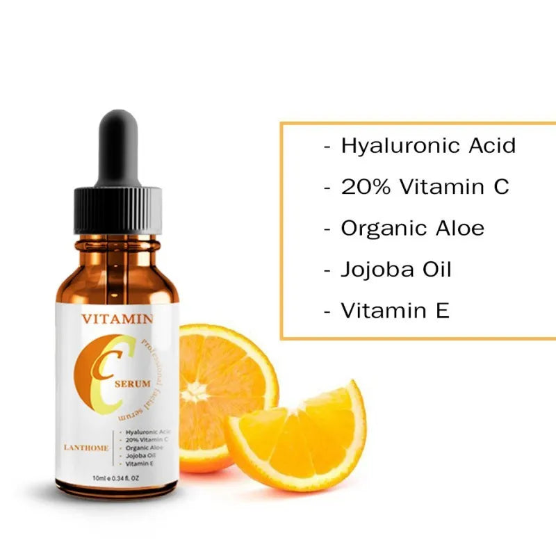Vitamin C hyaluronic acid facial serum bottle for skin brightening and anti-aging