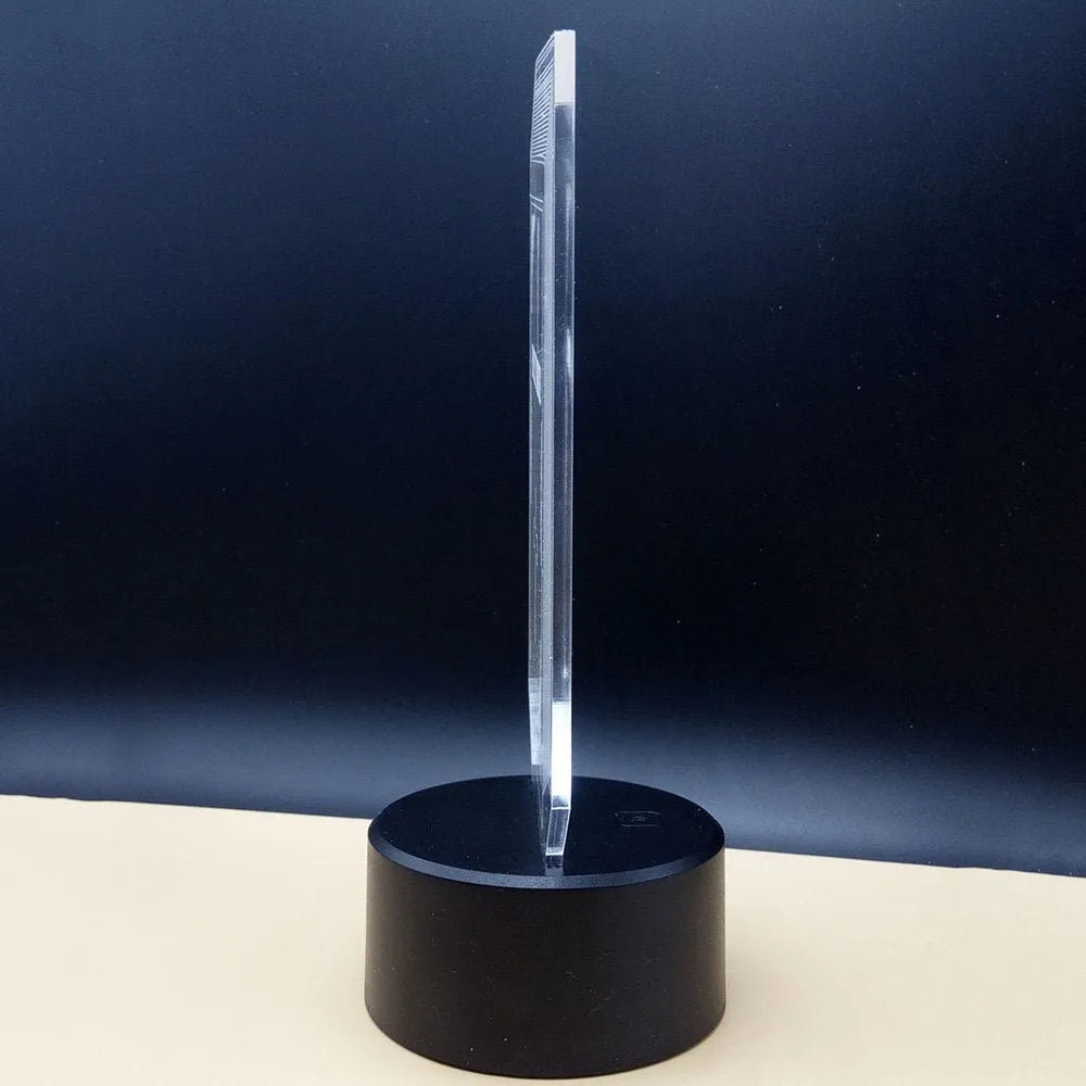 3D acrylic illusion desk lamp with LED lighting and remote control on ABS base