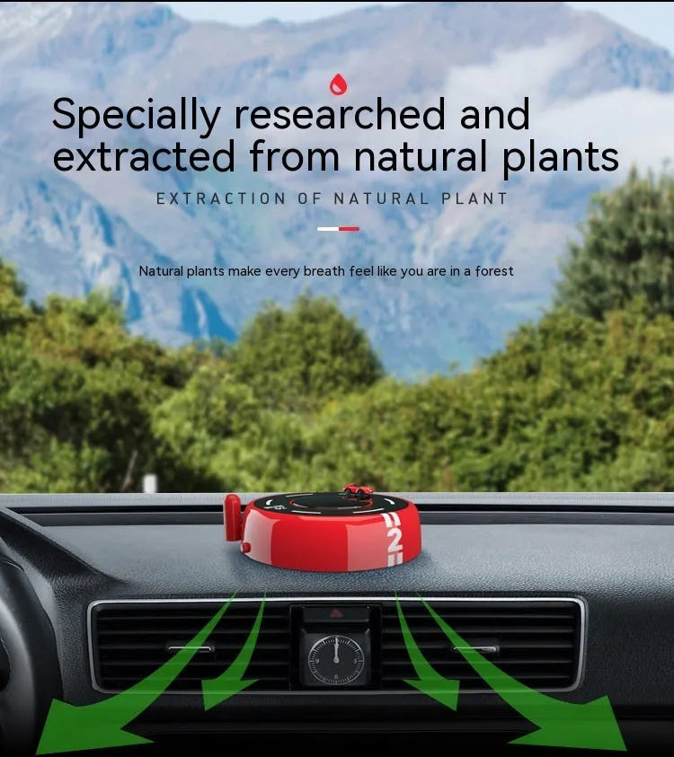 Round solar-powered car aromatherapy decoration with light model in black, red or white