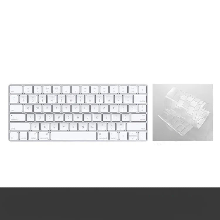White Apple G6 ultra-thin aluminium Bluetooth wireless keyboard on a desk.
