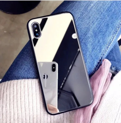 Black mirror iPhone case for iPhone X and iPhone 7/8 Plus models with TPU and PC construction