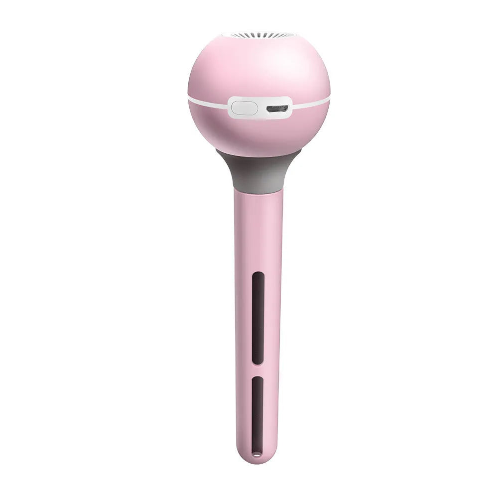 Magic wand style ultrasonic humidifier with columnar design in pink or white colours