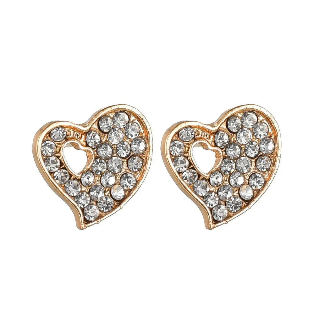 Gold electroplated alloy women's jewellery set with earrings, love and bell pendant decorations