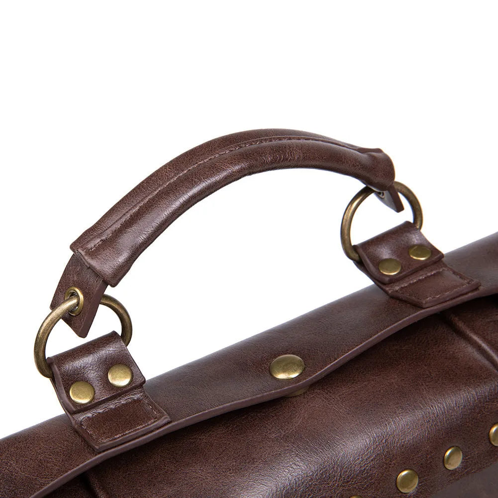 Bronze steampunk industrial retro style pillow shoulder bag with metal details