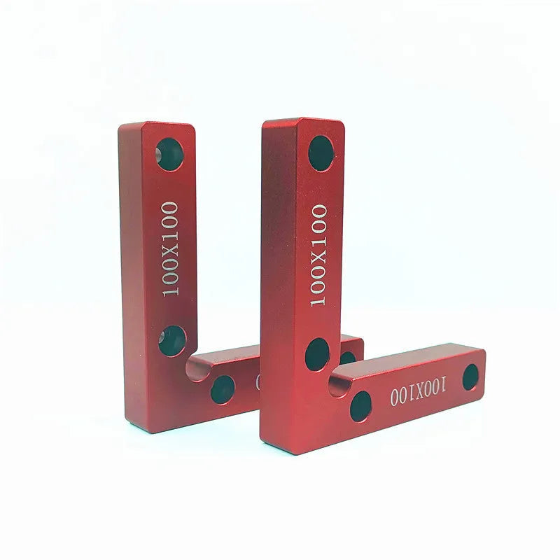 Aluminium right angle positioning block for woodworking jigsaw fixture with accurate scale