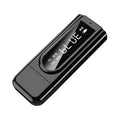Black USB car FM Bluetooth receiver with USB and AUX ports for MP3 playback and wireless audio streaming