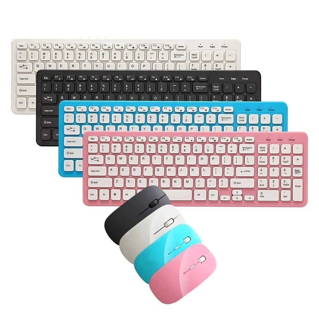 Black wireless keyboard and mouse set with 96 keys, chocolate keycaps, and compact mouse
