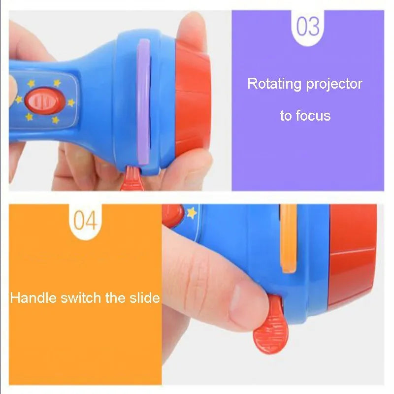 SmartKids children's storybook projector torch with four projection discs showing fairy tale images