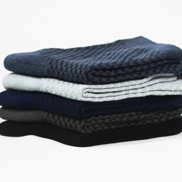 Men's bamboo fibre business socks with small square pattern in black, grey blue, iron grey, navy blue, or silver grey