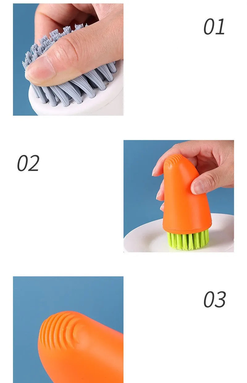 Carrot-shaped kitchen brush with nylon bristles in orange and white colour options
