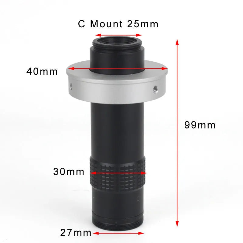 Black industrial monocular lens for camera with 30mm diameter and 84mm length