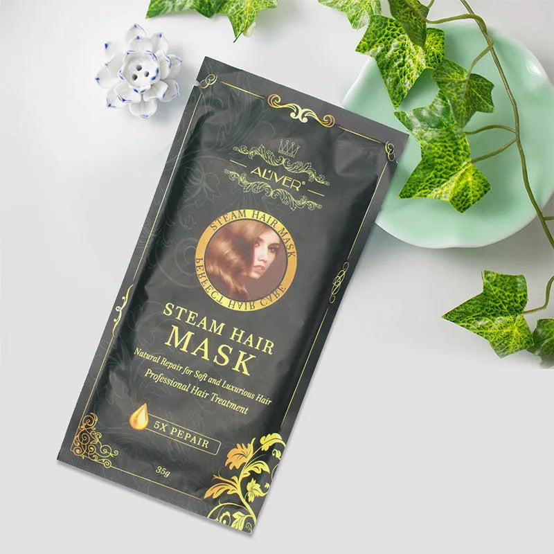 Self-heating steam hair mask home treatment with argan oil and collagen for deep conditioning and hair repair