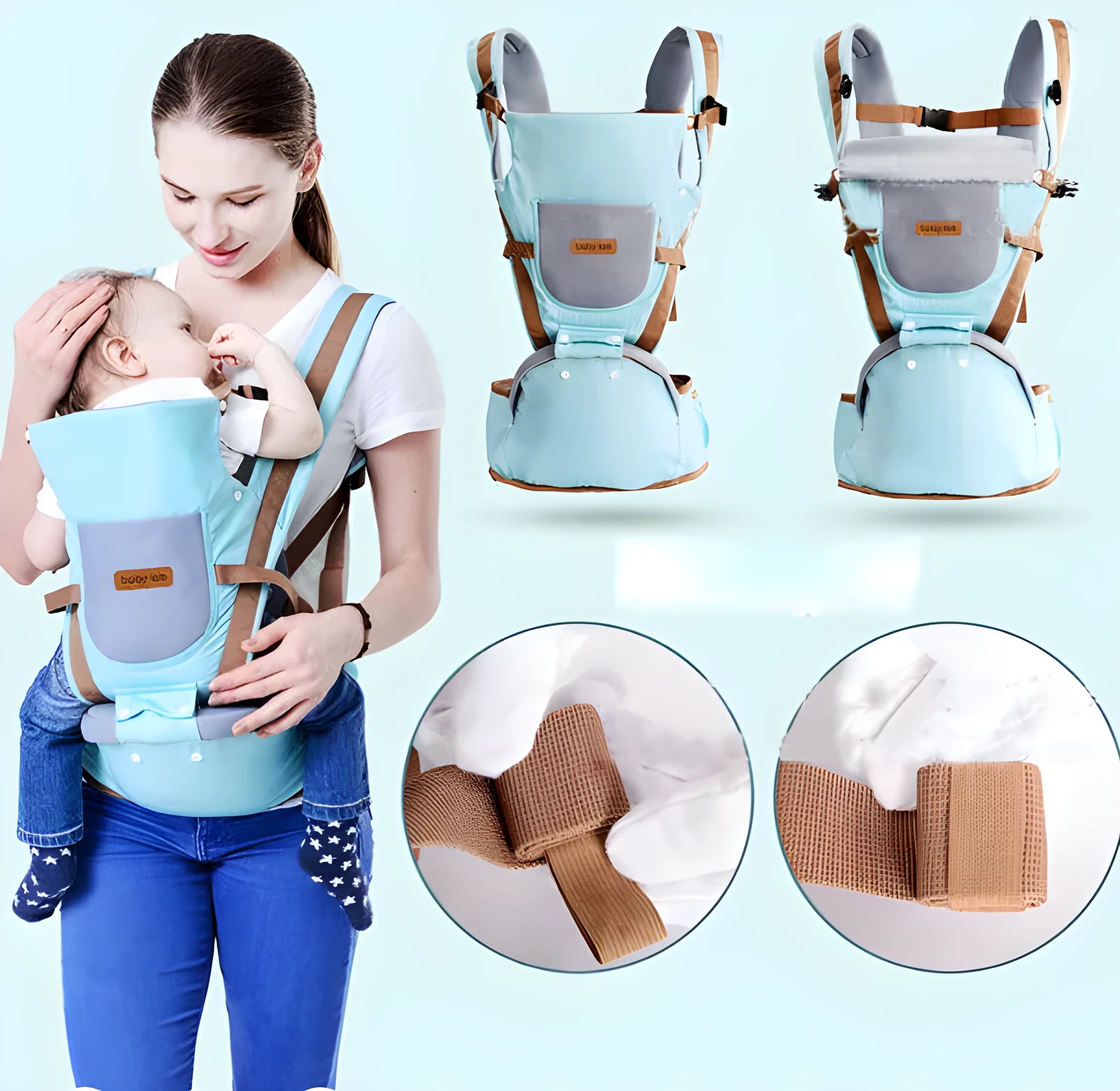 Baby carrier waist stool in pink with compact 25x25x18cm measurements suitable for 3-36 month old babies