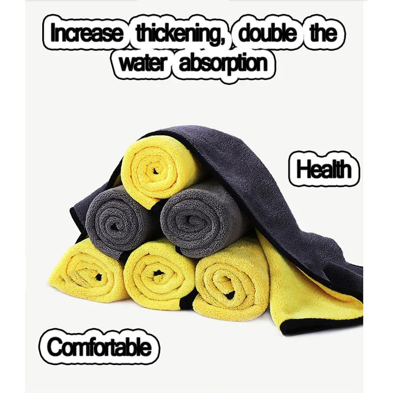Yellow double-sided absorbent towel for pets with strong water absorption, 30x60cm size