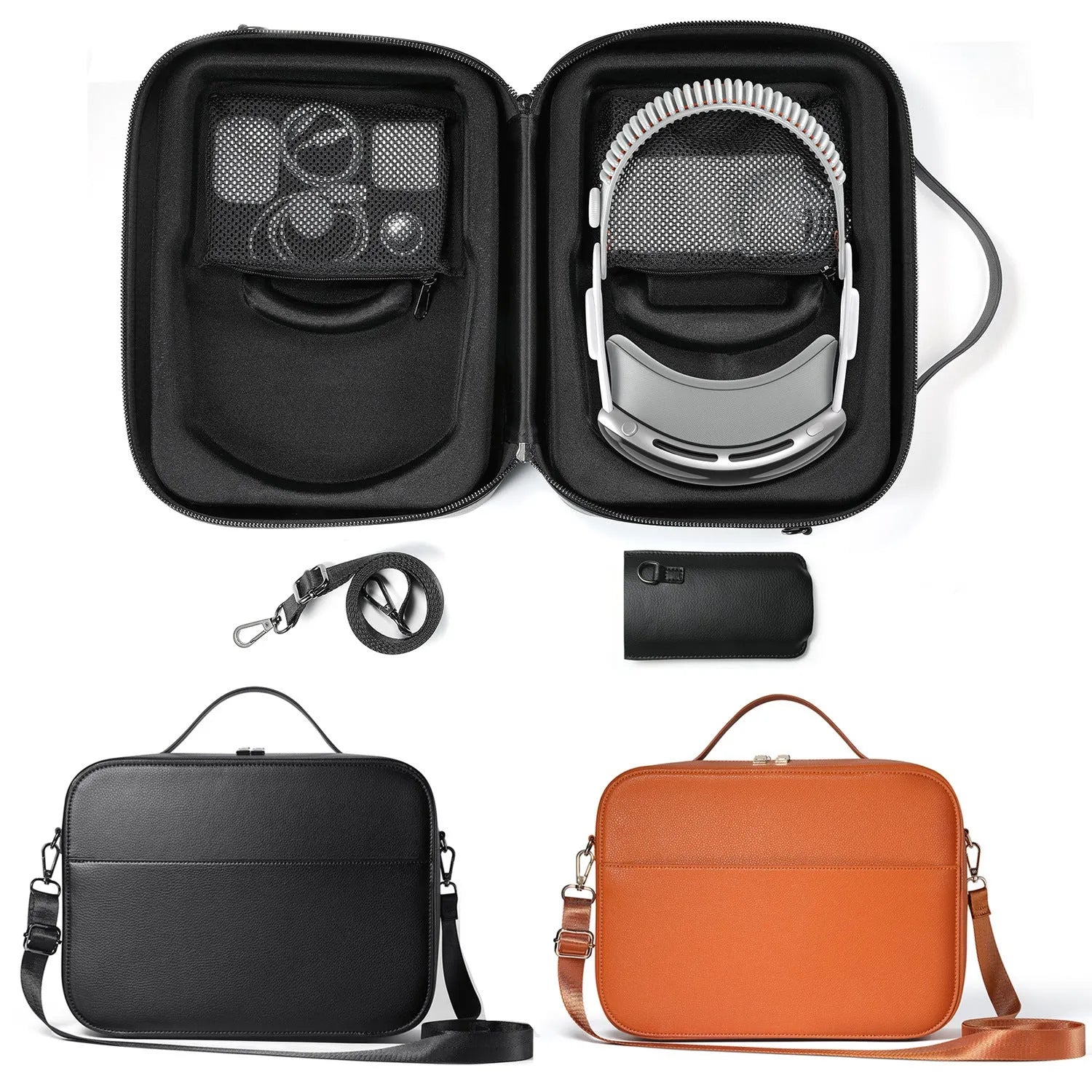 Vision Pro MR glasses storage box in black superfiber construction showing 32.5 cm dimensions