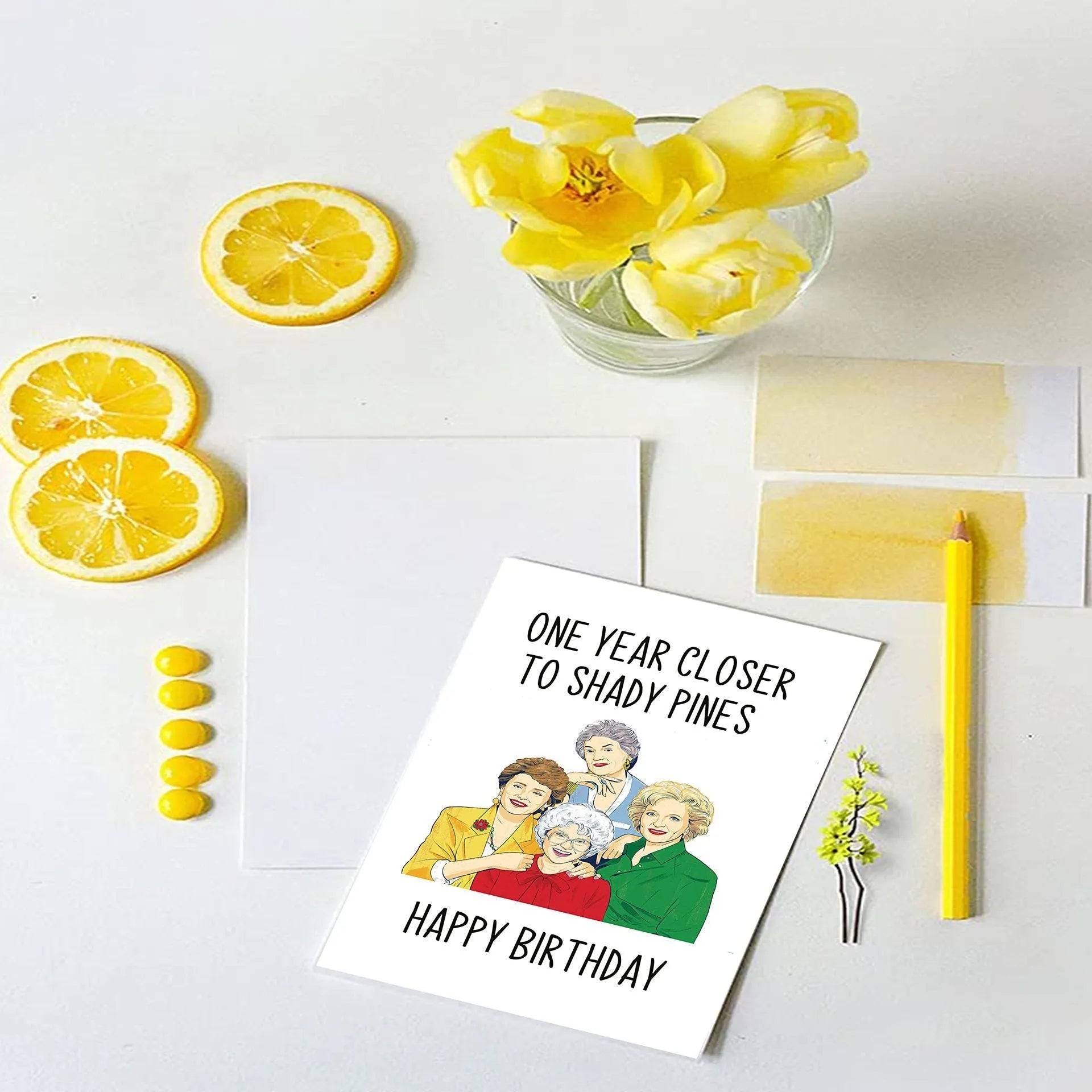Simple modern birthday greeting card with a choice of coloured and kraft paper envelopes.