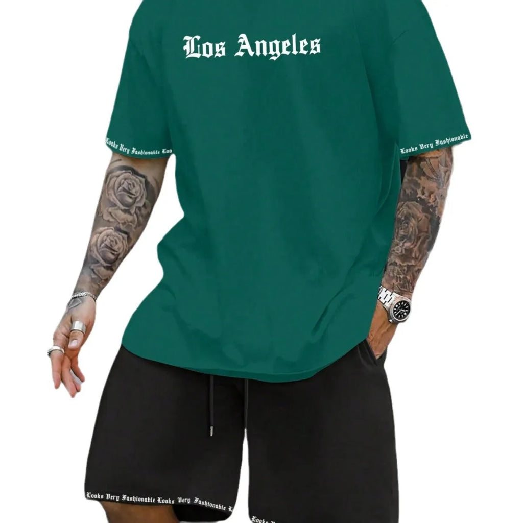 Short-sleeved top and matching shorts sportswear set in a solid colour from the G23P range