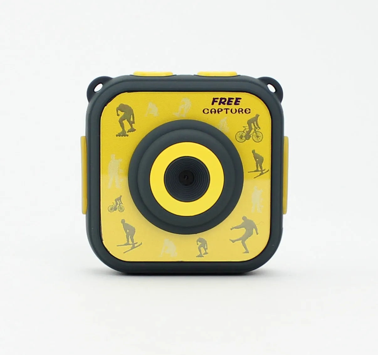 Yellow children's waterproof sports camera with 1.77 inch LCD screen and HD video capability