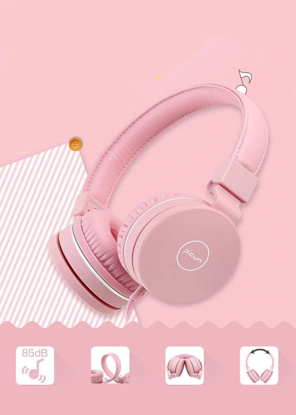Bengoo C30 wired over-ear headphones with microphone in mint green colour