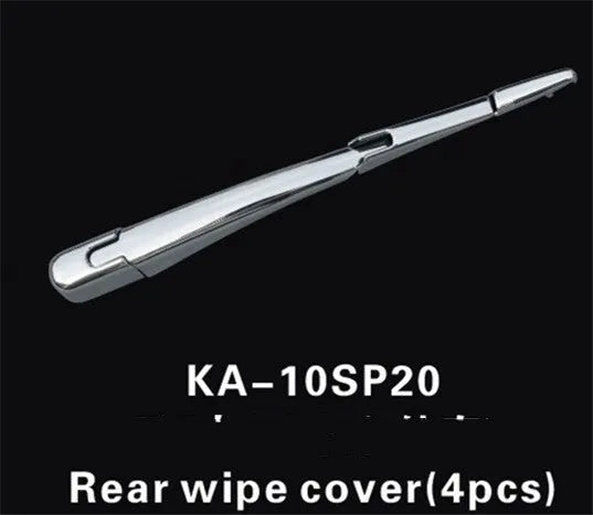 Set of four silvery ABS plastic rear window wiper cover strips for a 2010 Hyundai.