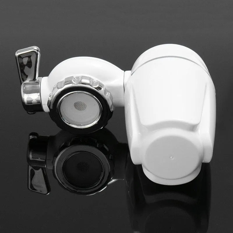 White kitchen tap water filter with ceramic cartridge and universal adapter fittings
