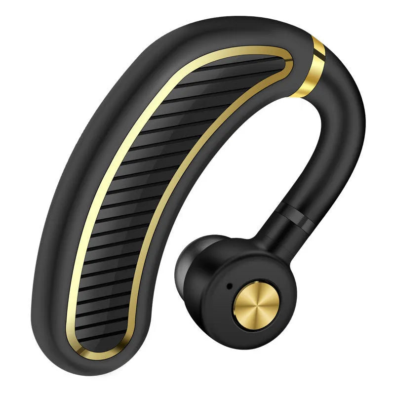 Wireless sports earphones with charging case in black gold, black silver, and white gold colour options
