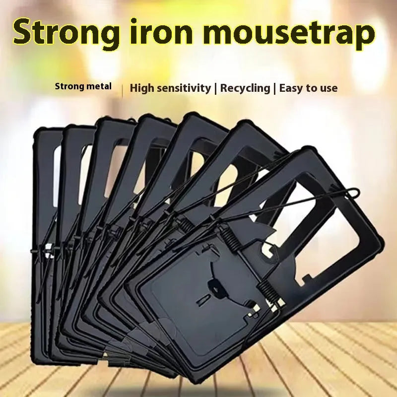 Automatic mouse cage trap in metal and plastic, shown in small, medium, and large sizes for indoor use.