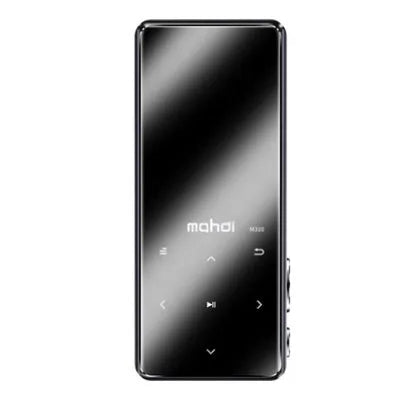 Portable MP3 player with 2.4 inch touchscreen displaying music interface in black colour option