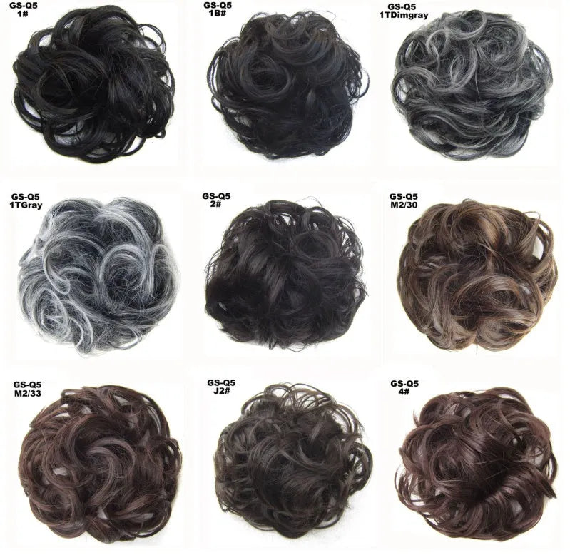 Synthetic wavy curly messy hair bun for women, 12cm diameter, thick hair style, available in multiple colours