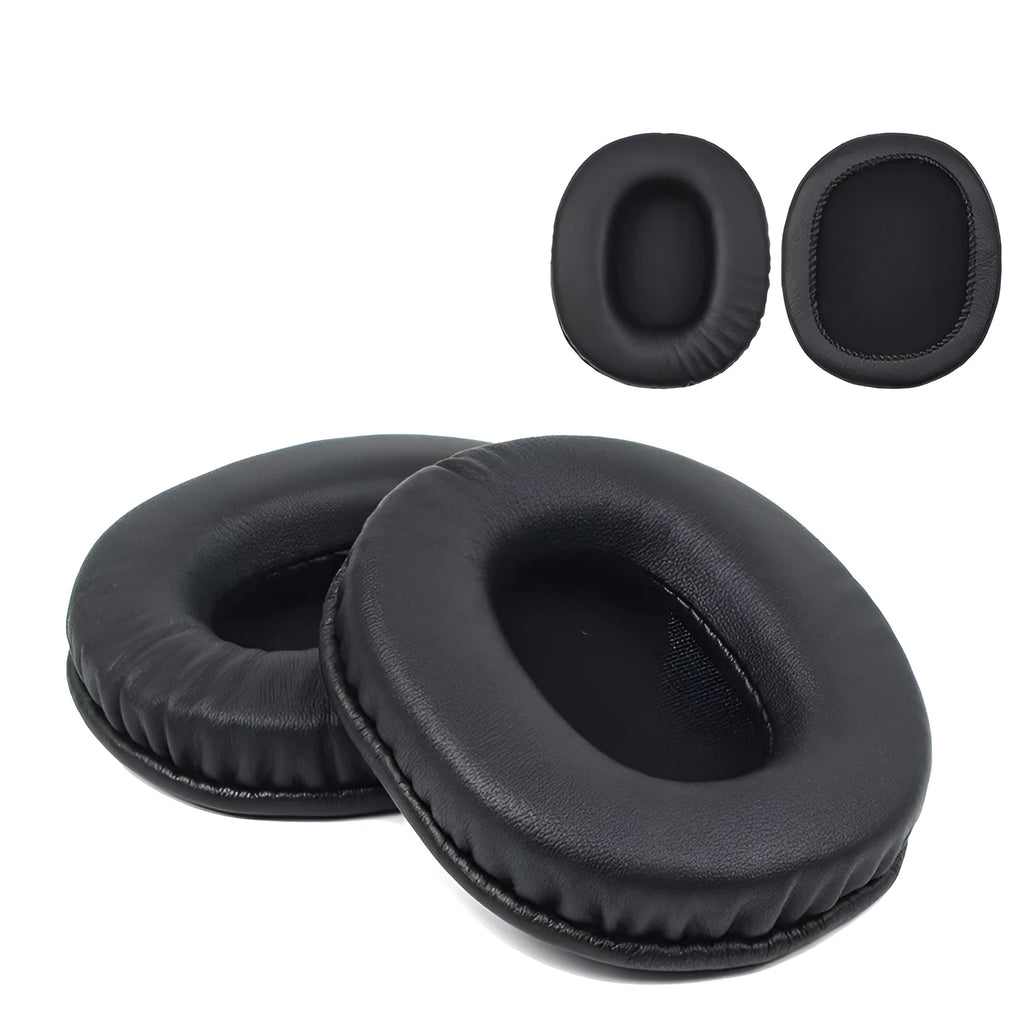 Black soft PU leather replacement headphone covers designed for Sony 1R model ear cushions.