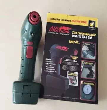 Portable electric car tyre inflator with motor and air pump components for emergency roadside use