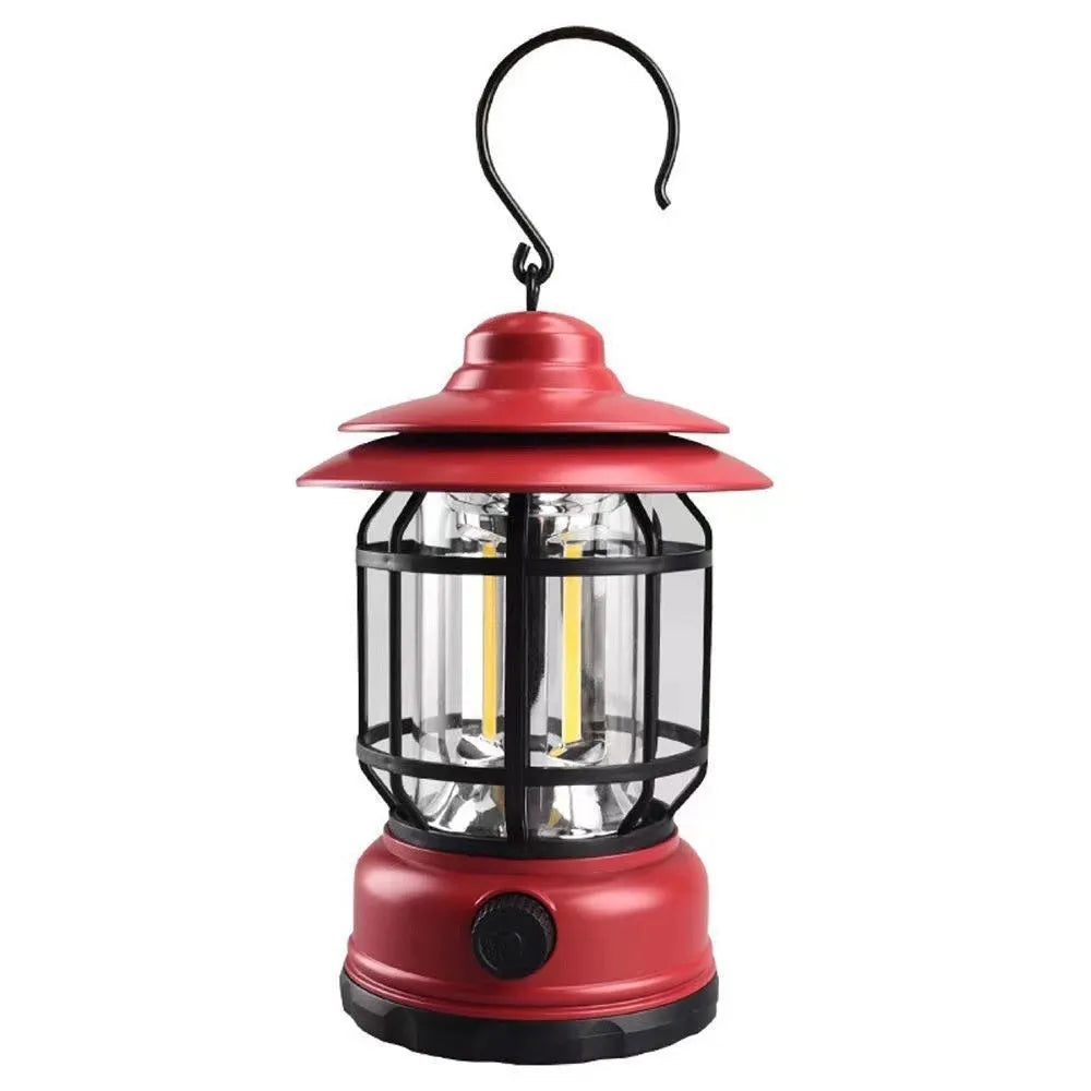 Portable camping lantern in dark green colour with super bright light output for outdoor events
